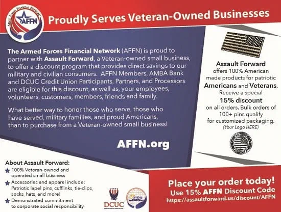 AFFN Veteran Owned Business Support Assault Forward Special Offer Card